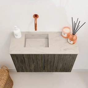 Mondiaz Joya DLux 60cm toiletmeubel shadow met wastafel faye links zonder kraangat opalo