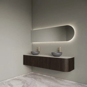 Gliss Design Alluro badmeubel ribbelfront met ronding rechts 180cm ebony en wit marmer toppaneel
