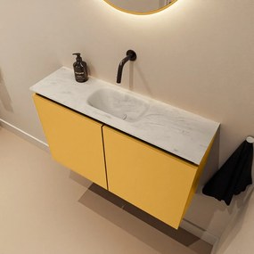 Mondiaz Ture DLux toiletmeubel 80cm ocher met wastafel opalo midden zonder kraangat