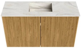 Mondiaz Joya DLux 70cm toiletmeubel oak met wastafel faye midden zonder kraangat ostra