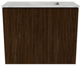 Mondiaz Joya DLux 50cm toiletmeubel walnut met wastafel faye rechts 1 kraangat glace