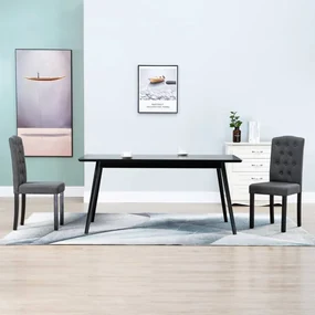 vidaXL Eetkamerstoelen 2 st stof donkergrijs