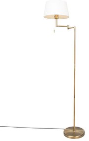 Klassieke vloerlamp brons met witte kap verstelbaar - Ladas Fix Landelijk E27 Binnenverlichting Lamp