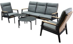 Alzano stoel bank loungeset 5 delig verstelbaar antraciet aluminium