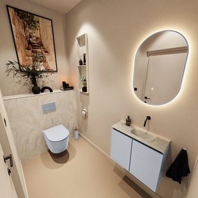 Mondiaz Ture DLux toiletmeubel 60cm clay met wastafel ostra rechts zonder kraangat