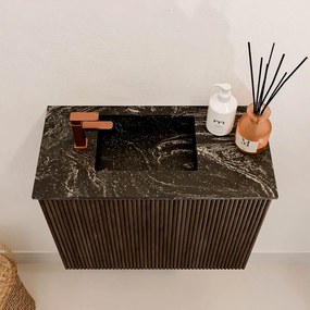 Mondiaz Joya DLux 50cm toiletmeubel walnut met wastafel faye links 1 kraangat lava