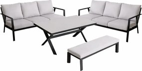 Showroommodel Jamaica bank dining loungeset 4 delig aluminium antraciet
