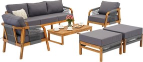 Acaciahouten tuinmeubelen Mumbai Coffee 5 met Garden Point poefs