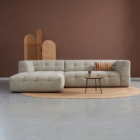 Hoekbank Beige Gemeleerd Links