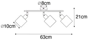 Stoffen PlafondSpot / Opbouwspot / Plafondspot staal met witte kap 3-lichts verstelbaar - Hetta Modern E14 Binnenverlichting Lamp