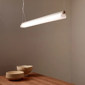 Hanglamp lineair glazen buis en staal, Strozzi