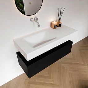 Zaro Alan badmeubel 110cm urban 1 lade met vrijhangende wastafel cloud links zonder kraangat talc