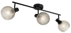 Design spot zwart met smoke glas 3-lichts - Chico