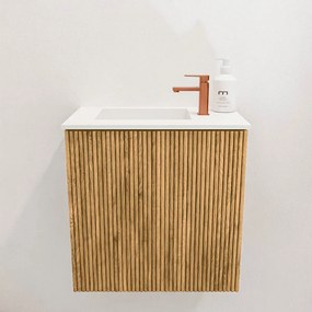 Mondiaz Joya 40cm toiletmeubel oak met wastafel faye links 1 kraangat talc