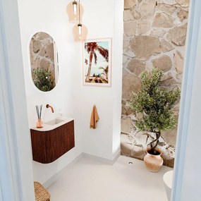 Mondiaz Joya DLux 50cm toiletmeubel ronding links ruby met wastafel faye rechts zonder kraangat meli