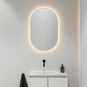 Mondiaz Glow ovale spiegel 45x90cm met verlichting plata