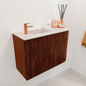 Mondiaz Joya DLux 60cm toiletmeubel ronding rechts ruby met wastafel faye links 1 kraangat meli