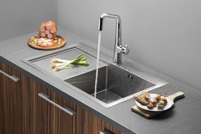 Sapho Kiva spoelbak 79x48x20cm rechts met kraangat RVS