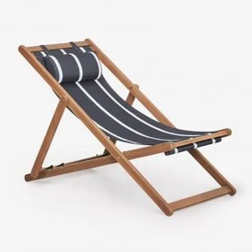 Set Van 2 Inklapbare Houten Hangmatten Met Kussen Kardis Marineblauw - Beige Tapioca - Sklum