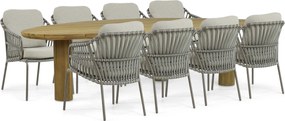 Tuinset 8 personen  Aluminium/rope Taupe 4 Seasons Outdoor Capalbio/Leafline