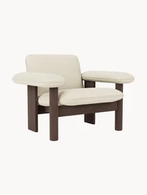 Wollen loungefauteuil Brasilia van eikenhout