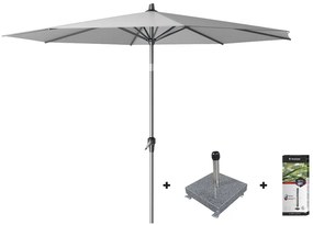 Platinum Riva stokparasol 3 m. rond - Light Grey met voet en hoes