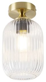 Art Deco plafondlamp messing met helder glas - Banci