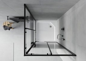Mexen Rio vierkante douchecabine 90 x 90 cm, zwarte strepen, zwart + douchebak, wit - 860-090-090-70-20-4510