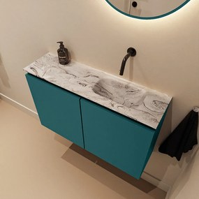 Mondiaz Ture DLux toiletmeubel 80cm smag met wastafel glace rechts zonder kraangat