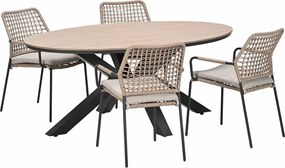 Garden Impressions Natas tuinset sand 5-delig - Tulli tuintafel 180x115 cm