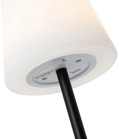 Buitenlamp Tafellamp zwart oplaadbaar incl. LED en dimmer IP54 - Jude Modern IP54 Buitenverlichting rond Lamp