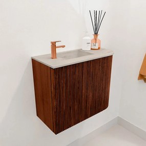 Mondiaz Joya DLux 50cm toiletmeubel ronding rechts ruby met wastafel faye links 1 kraangat opalo