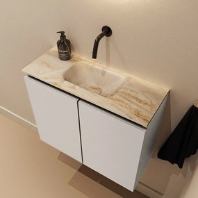 Mondiaz Ture DLux toiletmeubel 60cm linen met wastafel frappe midden zonder kraangat