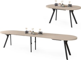 Mazzoni EXPANSO Kasjmier / zwarte poten - OVALE UITSCHUIFTAFEL 160-360 cm VOOR 16-18 PERSONEN