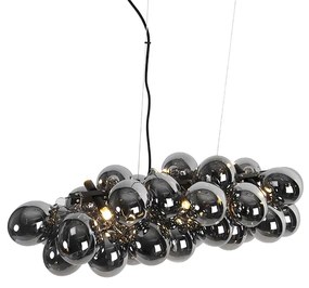 Art Deco hanglamp zwart met smoke glas 8-lichts - Uvas