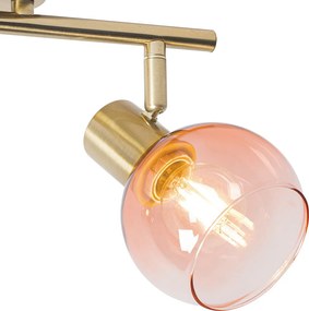 Art Deco spot goud met roze glas 2-lichts - Vidro