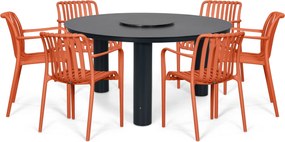 Tuinset 6 personen 150 cm Kunststof Oranje Domani Furniture Alba/Arancia