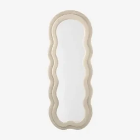 Wandspiegel 60x160 Cm Gestoffeerd Evelyn Chenille White - Sklum