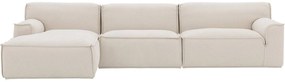 Goossens Excellent Bank Sens wit, stof, 1,5-zits, urban industrieel met chaise longue links