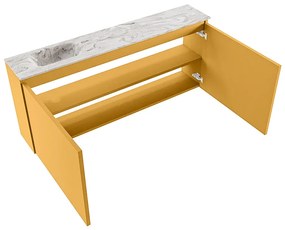 Mondiaz Ture DLux toiletmeubel 120cm ocher met wastafel glace links zonder kraangat