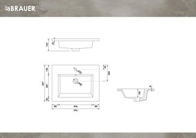 Brauer Solar Slim wastafel mineraalmarmer 60cm met kraangat wit glans