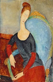 Kunstreproductie Mme Hebuterne in a Blue Chair, Modigliani, Amedeo