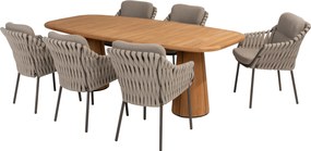 Capri Montera barrel dining tuinset 7 delig 240x110xH75 cm teak terre 4 Seasons Outdoor
