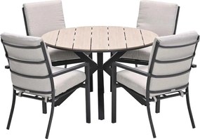 Garden Impressions Senja tuinset 5-delig desert sand - Tulli tuintafel Ø122x75 cm - light teak vironwood