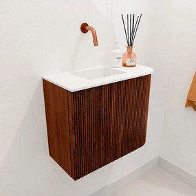 Mondiaz Joya 50cm toiletmeubel ronding rechts ruby met wastafel faye links zonder kraangat talc