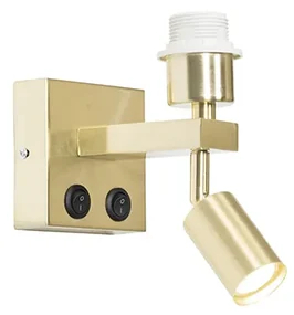 Moderne wandlamp messing met leeslamp - Brescia Modern E27 vierkant Binnenverlichting Lamp