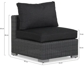 Chaise Loungeset Wicker Zwart 3 personen Garden Collections Toronto