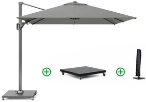 Zweefparasol  2.7 x 2.7m T2 (incl. voet en hoes) manhattan Grijs-antraciet Platinum Voyager