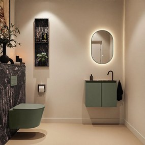 Mondiaz Ture DLux toiletmeubel 60cm army met wastafel lava rechts met kraangat