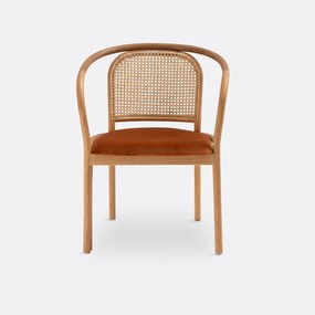 Tafelfauteuil in eik en vlechtwerk, Joana